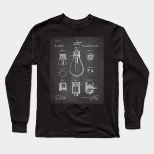 Edison Lamp Patent - New Homeowner Housewarming Décor Art - Black Chalkboard Long Sleeve T-Shirt